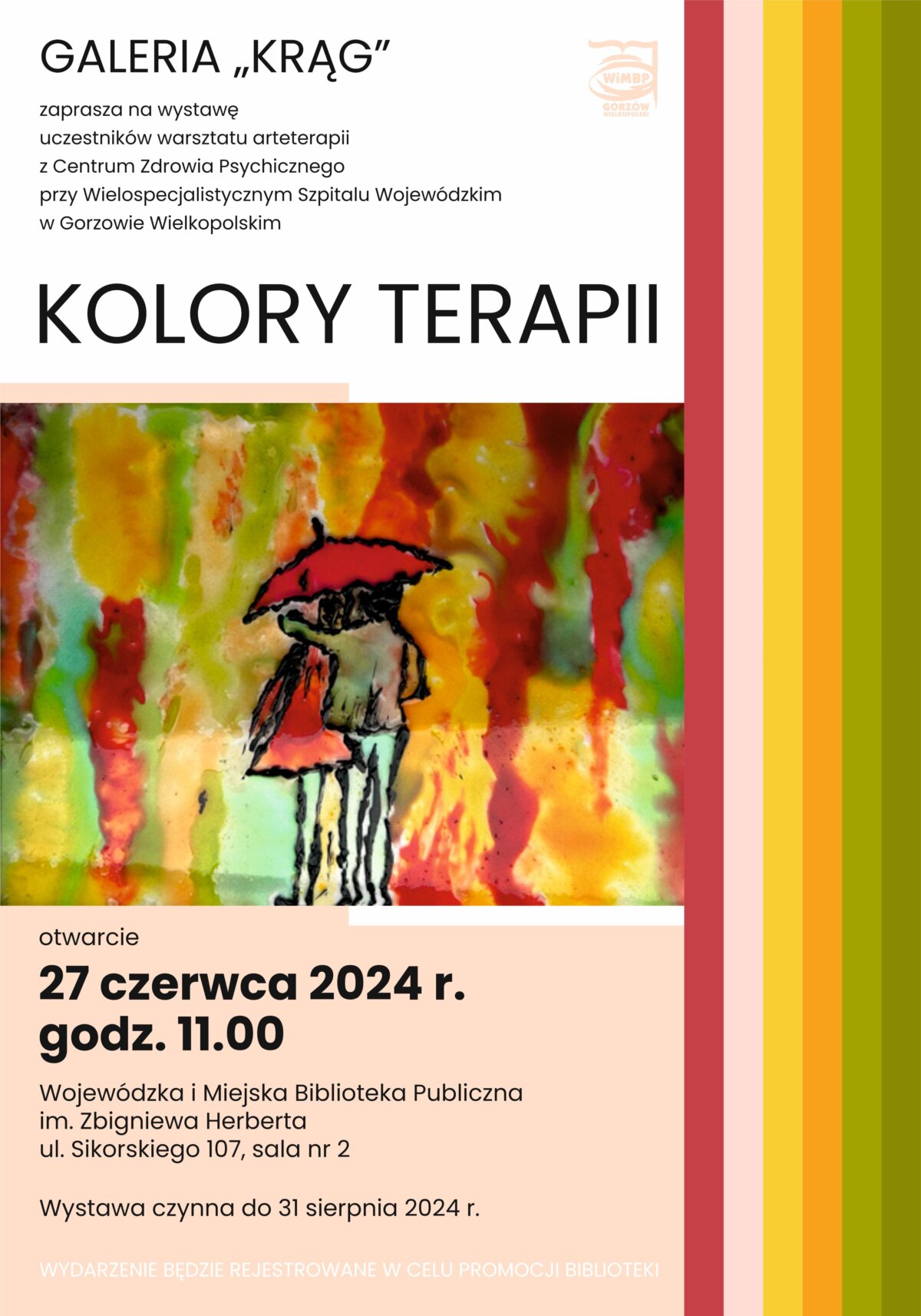 plakat nadchodzącej wystawy "KOLORY TERAPII".