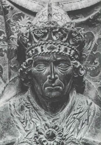  Ludwik IV Wittelsbach. Płyta nagrobna z czerwonego marmuru w katedrze w Monachium. Ilustracja za Wikipedią