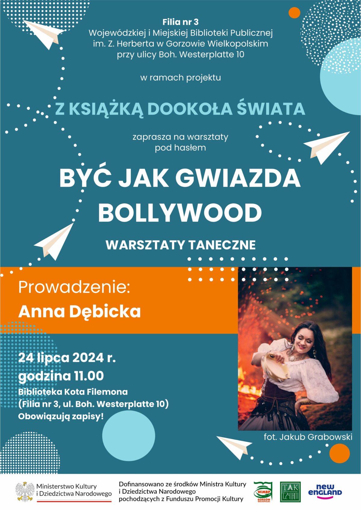 plakat promujący wydarzenie - spotkanie z Anną Dębicką.