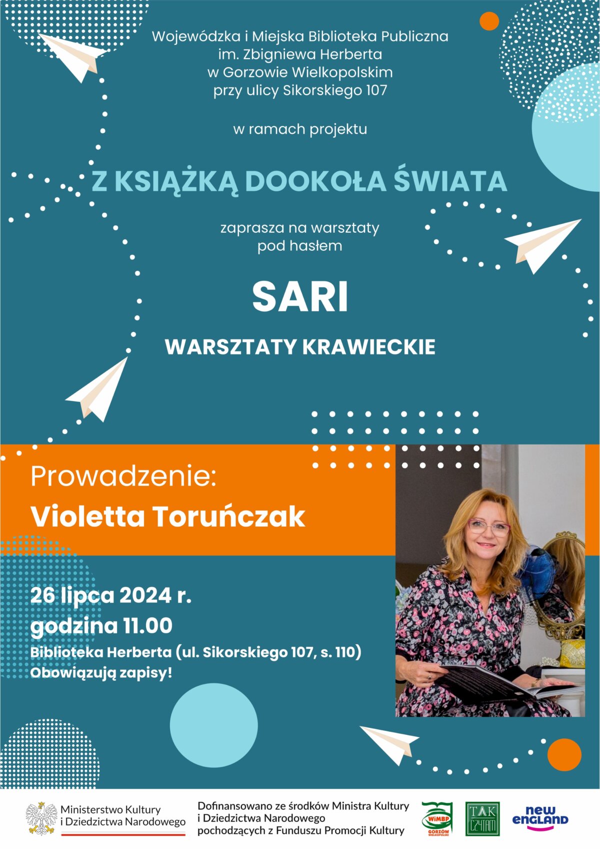 plakat promujący wydarzenie - spotkanie z Violettą Toruńczak.