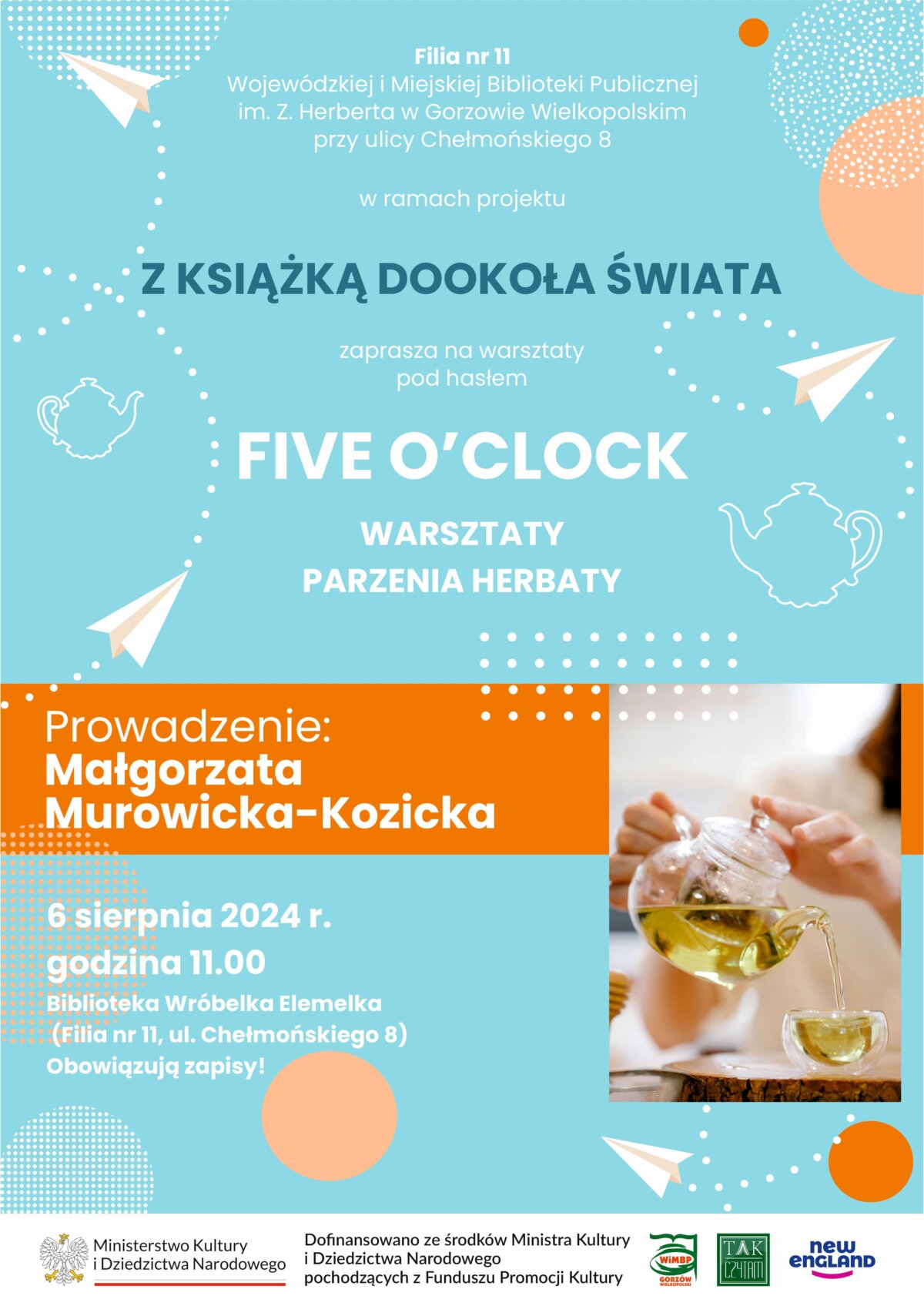 plakat promujący spotkanie z Małgorzatą Murowicką-Kozicką.