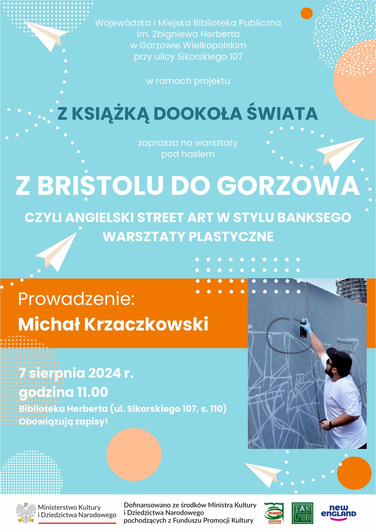 plakat promujący spotkanie z Michałem Krzaczkowskim.