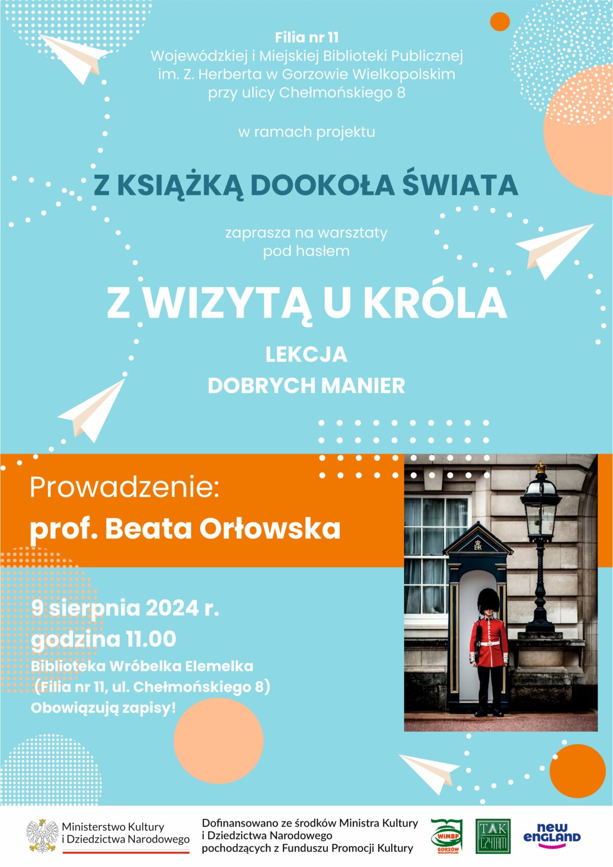 plakat promujący spotkanie z prof. Beatą Orłowską.