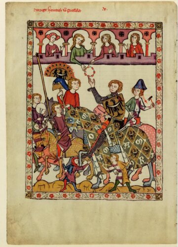 Henryk IV Probus na turnieju rycerskim według Kodeksu z Manesse przed rokiem 1340 