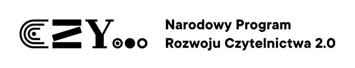 grafika: białym tle czarne litery, napis: czy... Narodowy Program Rozwoju Czytelnictwa 2.0